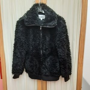 BB Dakota Black Faux Fur Teddy Bomber Jacket Size XS